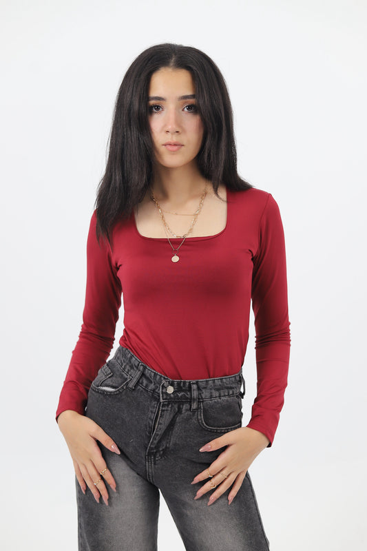 SQUARE NECK LONG SLEEVE