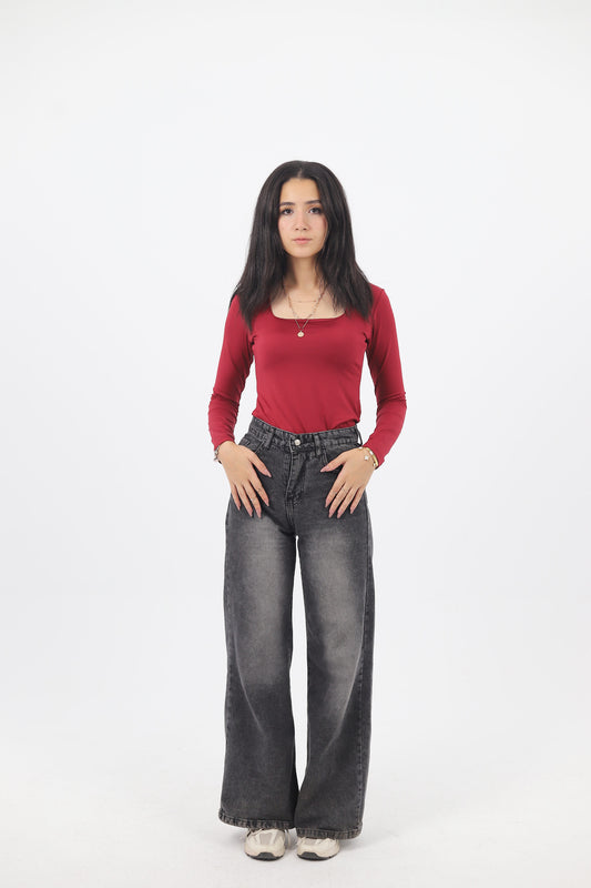 SQUARE NECK LONG SLEEVE